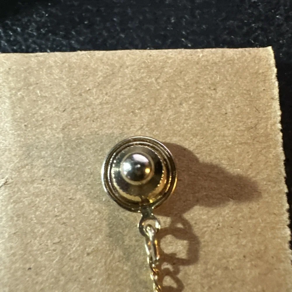 Vintage Brushed Finish Gypsy Blue Stone Yellow Gold Plated Tie‎ Tack